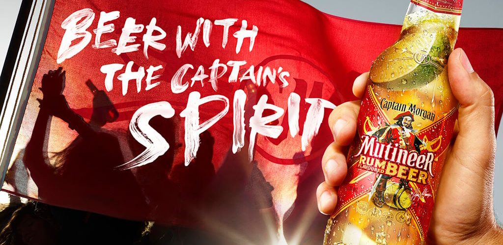 3D Advertising Image for Mutineer Rum Beer with flag in background